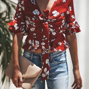 NWT Vici collection peplum tie top